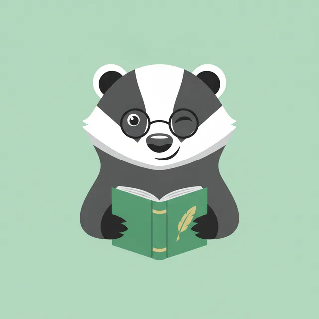 Barnaby the Budgeting Badger wearing glasses